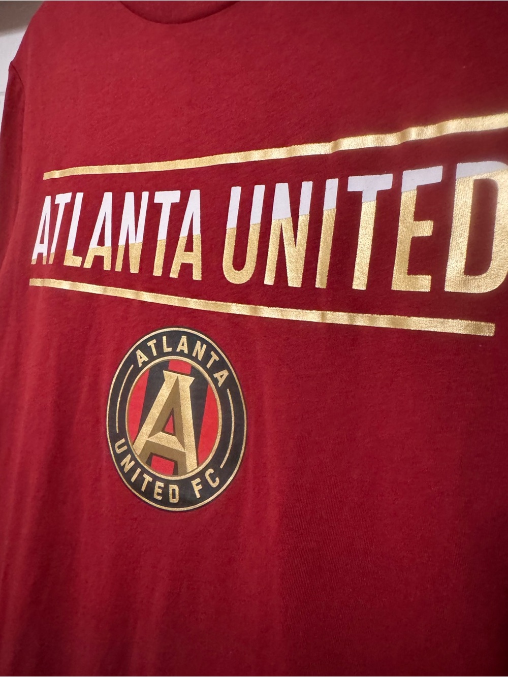 Fanatics Red Atlanta United Soccer T-Shirt with Gold Logo